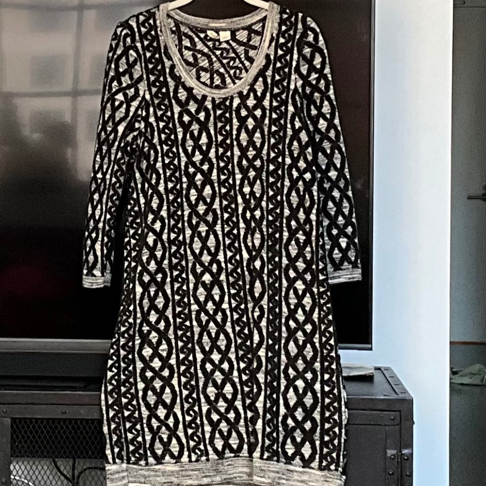 Moth by Anthropologie Black and White Textured Dress Size M
